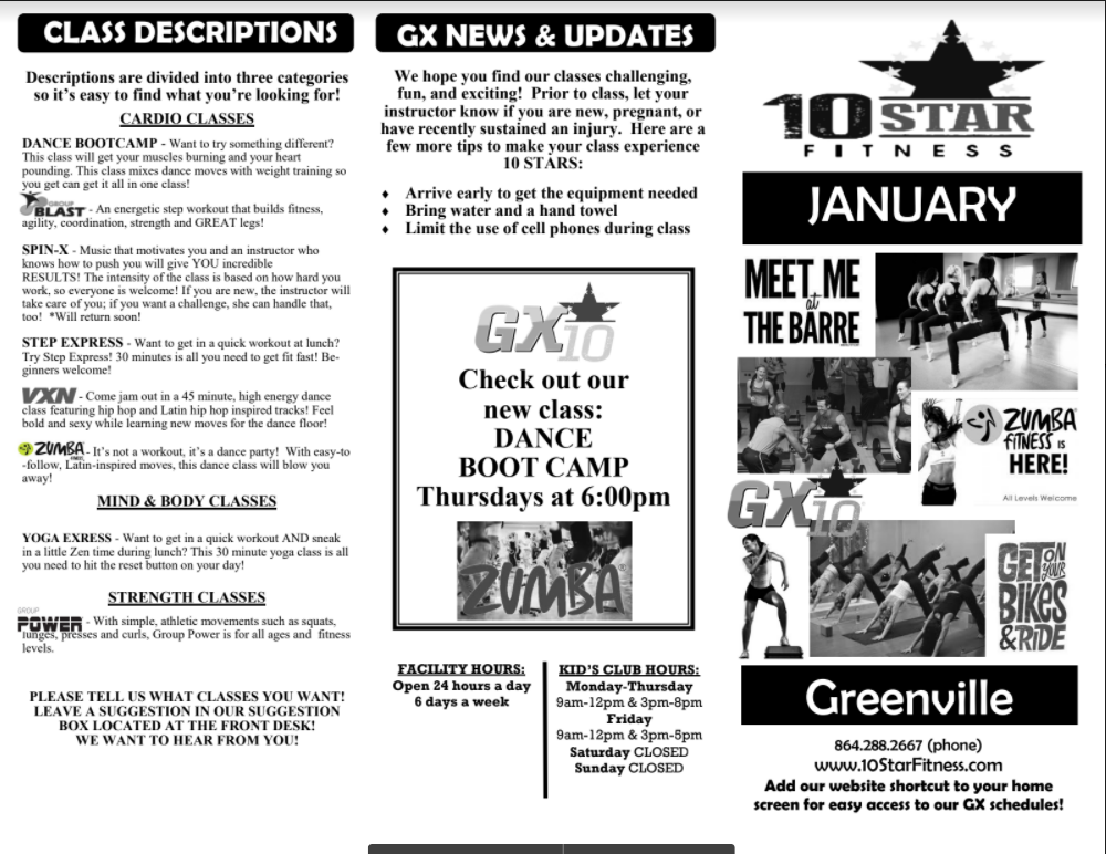 Greenville January Classes