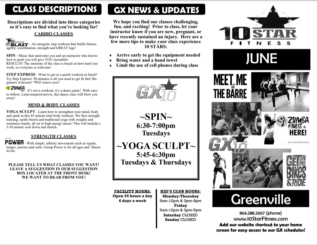 June Calendar Greenville, SC
