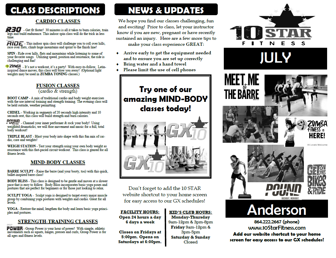 July Anderson Schedule