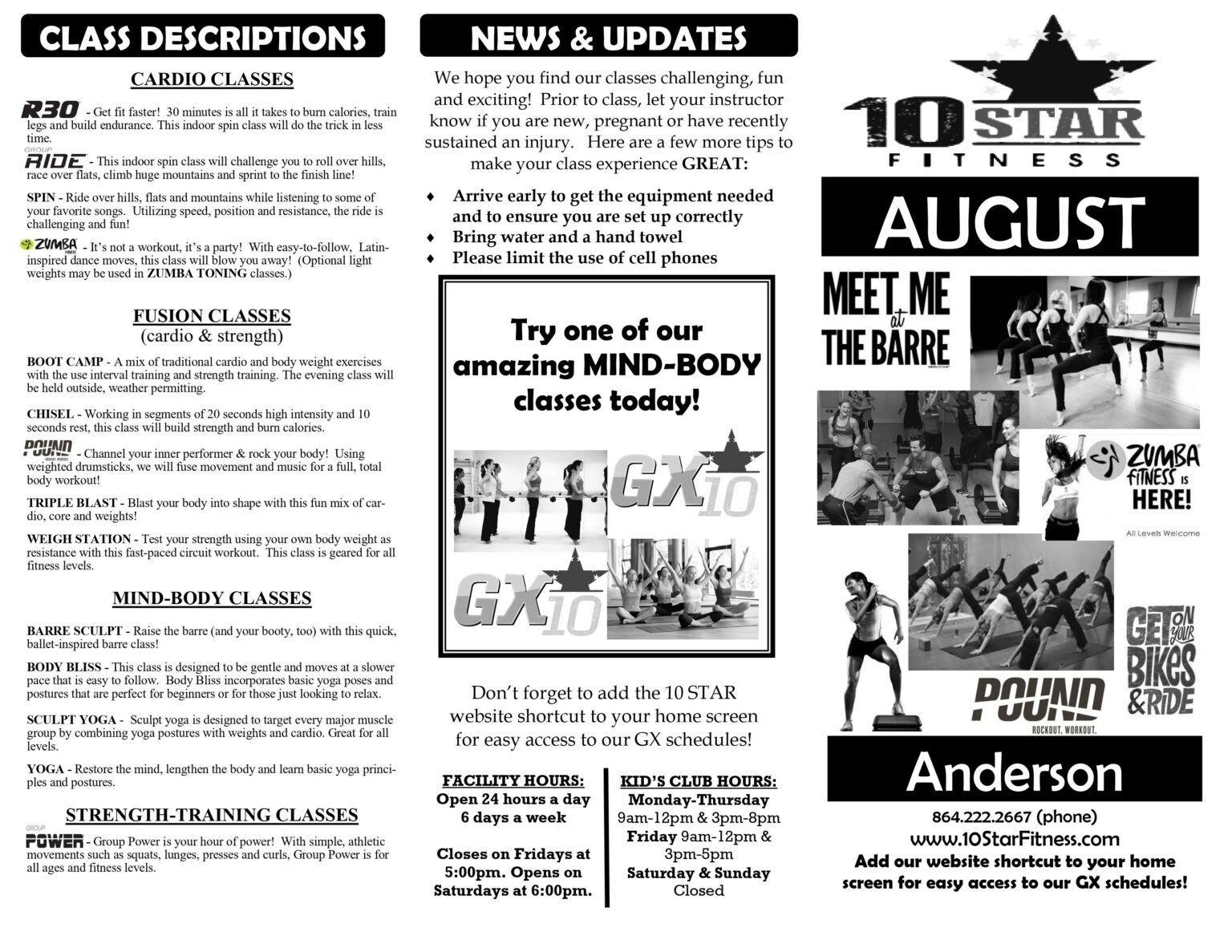 Anderson Calendar 10 Star Fitness