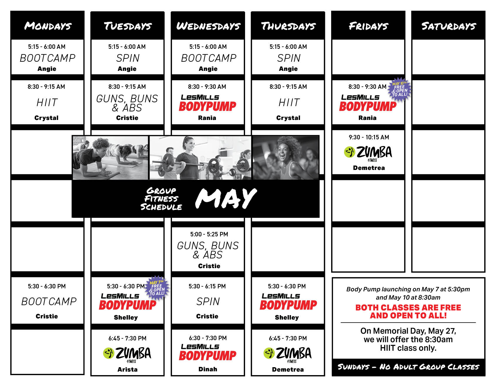 Spartanburg Calendar for May 2024